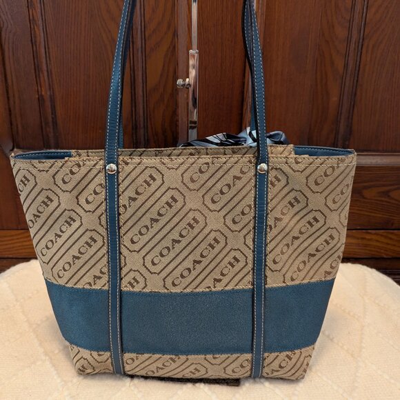 Y2K Coach F12252 Signature Striped Lozenge Tote Bag - Picture 3 of 12